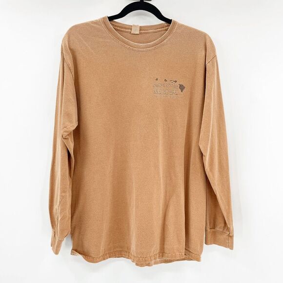 Urban Outfitters Tops - Urban Outfitters Unisex Graphic Long Sleeve Tee Sz M Tan Hawaiian Van Crew Neck